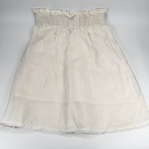 J. Crew Women's Skirt White 100% Linen Elastic Paperbag Waist  Size 2 - Picture 2 of 5